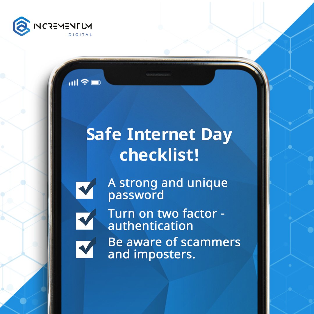 IncrementumAU's tweet photo. Let's pledge to keep our online presence secure by using strong passwords, being cautious of unknown links and being mindful of the information we share. Let's make the internet a better place for everyone! 

#IncrementumDigital #InternetSaferDay #DigitalAgency https://t.co/8w6LsKaVVS