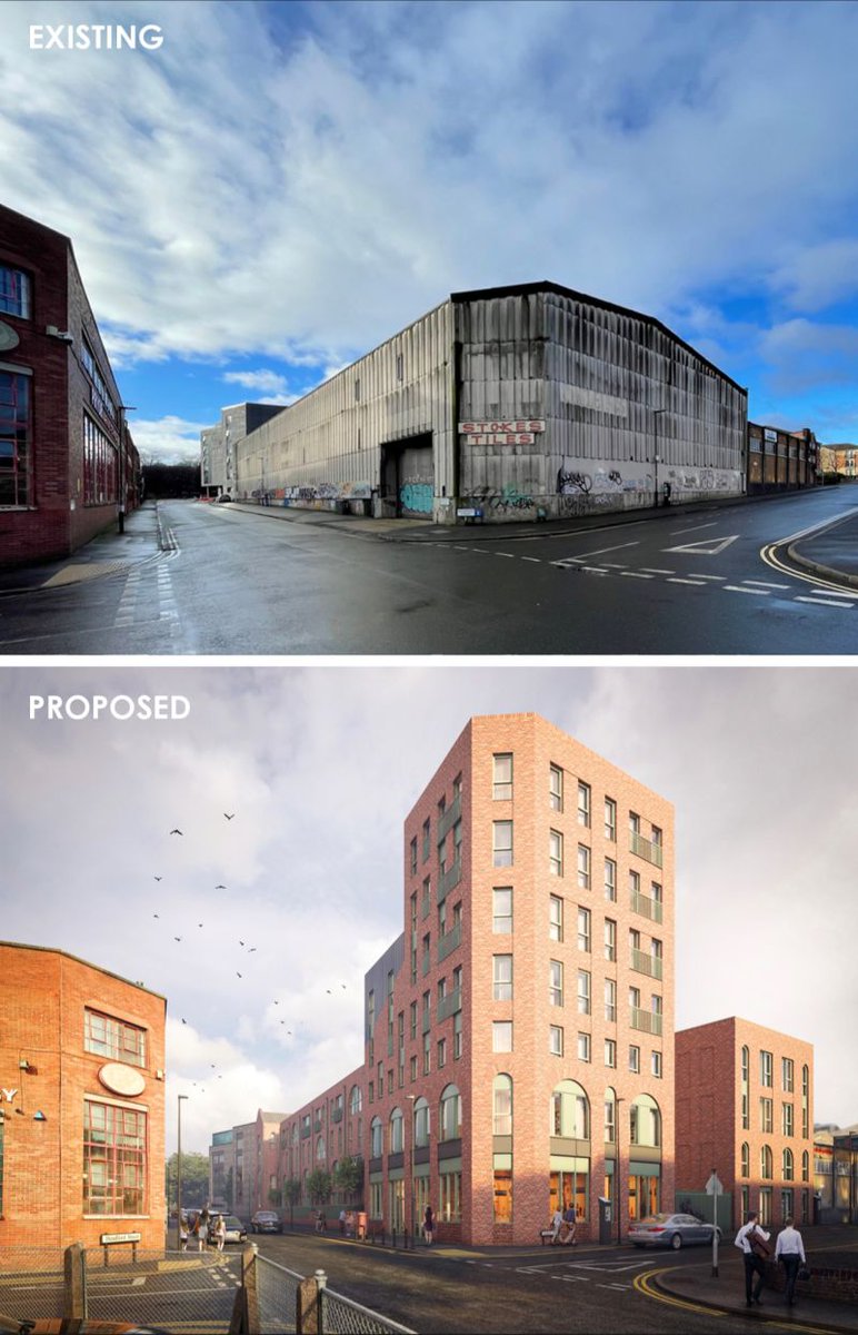 #BuildingBackBetter in Sheffield city centre. @SkyHouseCo Devonshire Quarter will replace this empty warehouse with 60 new homes and 4 employment spaces.