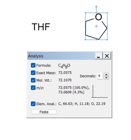 jaimecrossley's tweet photo. Is this an error within Chemdraw? The chemical formula &amp; molecular weight of THF is calculated differently between text and structure forms #RealTimeChem https://t.co/TRy2K5c9Ft