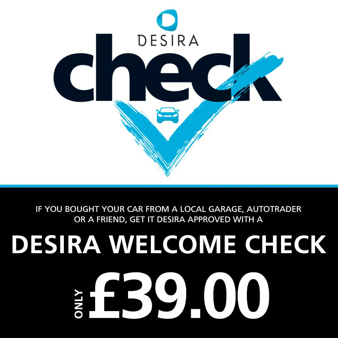 desiragroup's tweet image. If you bought your car from a local garage, AutoTrader or a friend, get it Desira approved with our used car welcome check for only £39!
Book a welcome check bit.ly/3xmL3hO 
#Desira #ServiceCheck #WelcomeCheck #UsedCars #ApprovedUsed