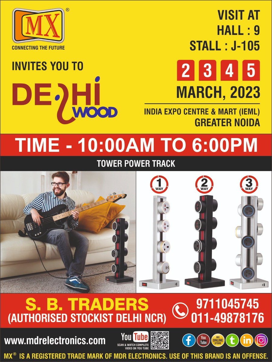 mx_electronics's tweet image. MX Invites you to the Delhi wood Exhibition 2023
In partnership with S.B. Traders
Your Gracious Presence will boost our Moral, Please ensure your availability.

#mxmdrtechnologies #makeinindia #electronicslovers #electronics #mikesandspeakersindia #electronicsmumbai