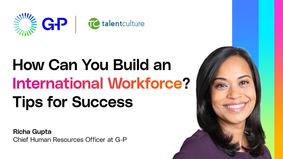 GlobalEOR's tweet photo. Are you looking to build an international workforce? 👀 Read what G-P Chief Human Resource Officer, Richa Gupta, has to say about the steps to take when building a truly #InternationalWorkforce. Read the full article here on @TalentCulture 👉 https://t.co/kbtk4zz8dU
#GlobalHR https://t.co/UQB0vUmI7L