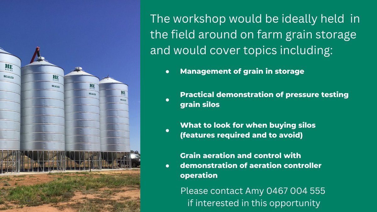 ag_eyre's tweet image. 📢#EPAg farmers we are after your input. AIR EP has the opportunity to have Ben White on farm grain storage expert present on 2-3 March. We are seeking 2 farmer hosts. If you are interested and other farmers in your patch might be please get in touch. Ideally upper &amp;amp; lower EP