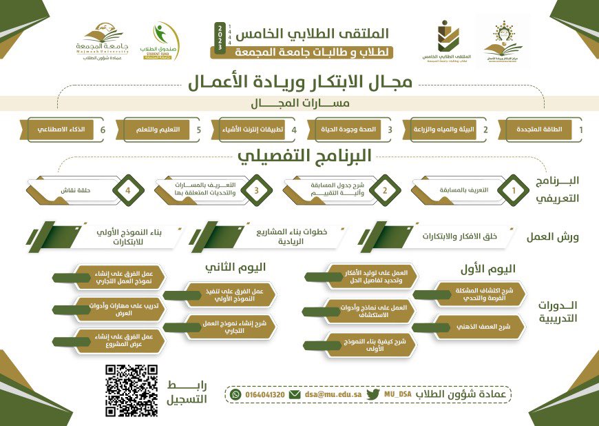 mu_dsa's tweet photo. للطلبة الراغبين في المشاركة في مجال #الابتكار_وريادة_الأعمال

هنا التفاصيل المسارات الورش والدورات التدريبية ورابط التسجيل https://t.co/MWB3EjmlJU