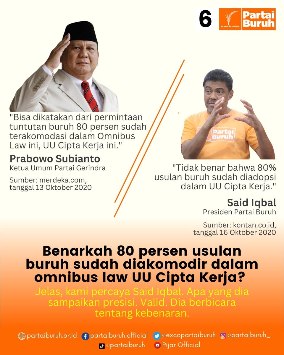 EXCOPARTAIBURUH's tweet photo. Benarkah 80% persen usulan buruh sudah diakomodir dalam omnibus law UU Cipta Kerja? Bagaimana menurut teman-teman? https://t.co/sLGRvAFshl