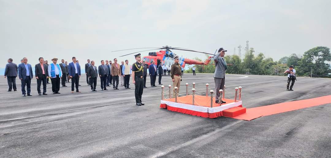 Glad to have received our new Hon'ble Governor (designate) of Arunachal Pradesh, Lt. General K T Parnaik, PVSM, UYSM, YSM (retd) at Raj Helipad today along with HCM, Shri Pema Khandu ji, HDyCM Shri Chowna Mein ji, Hon'ble Speaker, Shri PD Sona ji, my cabinet Colleagues and others