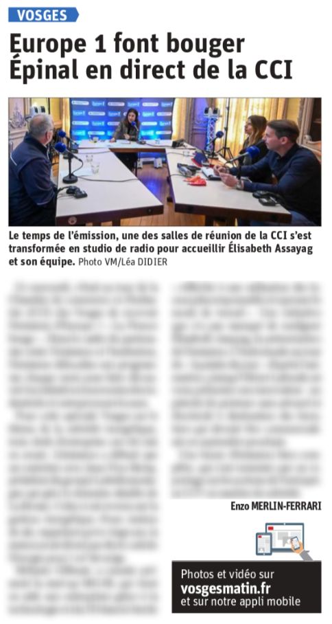 🗞️[DANS LA PRESSE]
"La France bouge" est dans <a href="/VosgesMatin/">Vosges Matin</a> / <a href="/VosMatin_Epinal/">Vosges Matin Epinal</a> avec <a href="/EAssayag/">Elisabeth Assayag</a> !

👉Pour réécouter l'émission : europe1.fr/emissions/la-f…