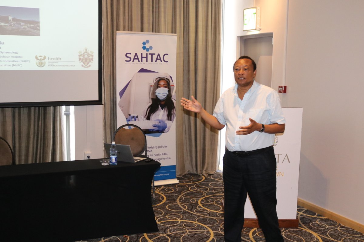 SAHTACtweets's tweet photo. "Research related to structural and social determinants of health is paramount to improve the lives & health for all." - Prof Mushi Matjila on health research priorities in his guest presentation at the #SAHTAC AGM. https://t.co/CMFpUa5YBK