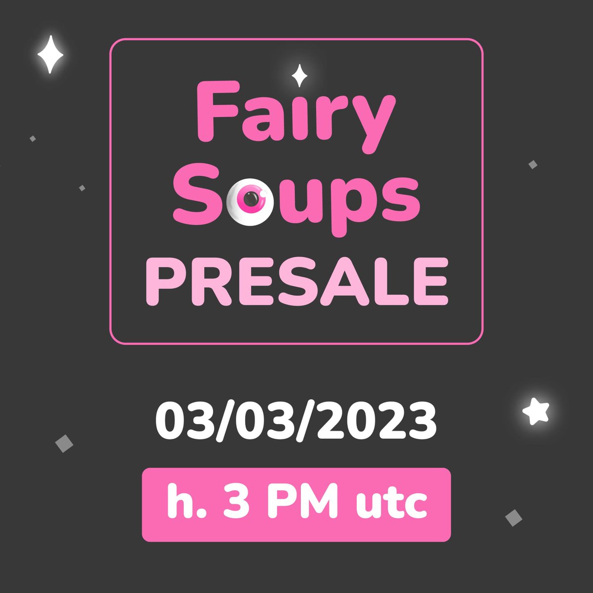 -8 days to our Official Presale‼️‼️

Get your Fairy Soup with a 50% discount!
Only the 500 rarest items are available for a limited time!

Join us on Discord and invite 5 fiends to get a WL seat!
discord.gg/7GF93SFXhV

#NFT #NFTCommunity #NFTGiveaway #NFTCollection