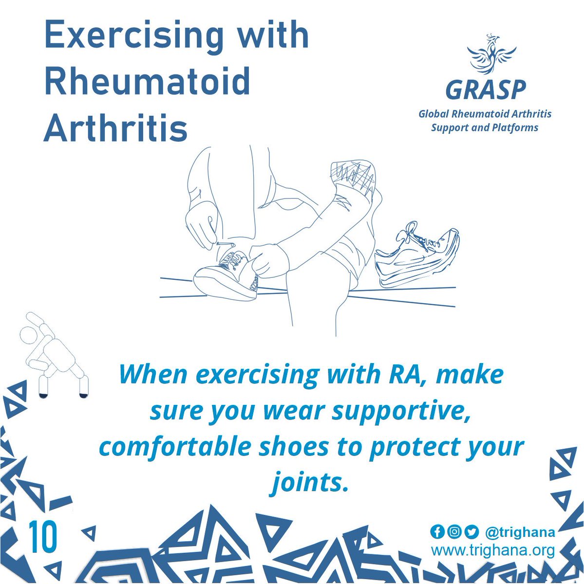 trighana's tweet photo. When exercising with RA, make sure you wear supportive...
#rheumatoidarthritis 
#rheumatoidarthritisawareness 
#RA
#exercise 
#RAandExercise
#GRASP
#tRi 
#tRi2gether
#keepmoving https://t.co/Yek1LYPvpk