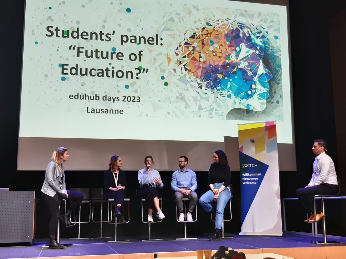 Our colleague @Giorgia_Mora moderating the students' panel at the eduhub days 2023 in Lausanne. Great job, Giorgia! #eduhubdays #futureofeducation