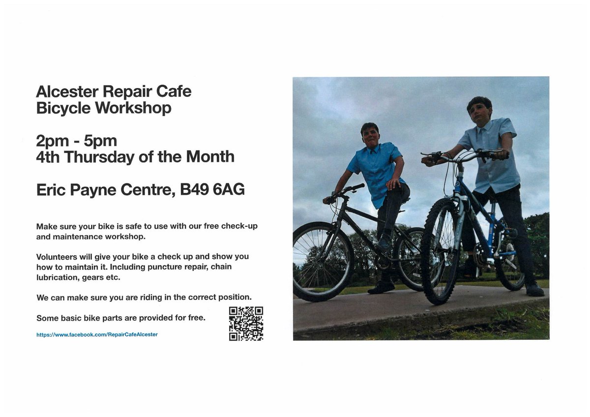 AlcesterTown's tweet image. Repair Cafe and Bike workshop next Thursday 23 February at The Depot.
#repaircafe #bikeworkshop #makedoandmend