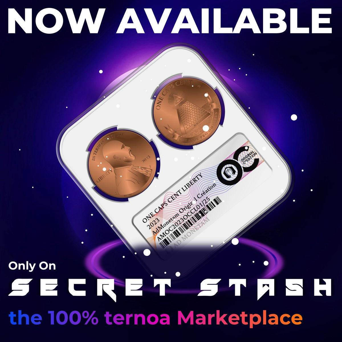 AdMonetam's tweet photo. The #NFTs  $CAPS Cent by AdMonetam are available on @secret_stash_io  ! A reissue of the famous Lincoln Dollar Cent with @CanuMickael  on the front. Limited edition at a small price. 
👉https://t.co/qrPxnwjkyF
#Ternoa #Polkadot #Collectibles #Numismatics #Ternoadoption https://t.co/TTRQ0RaD51