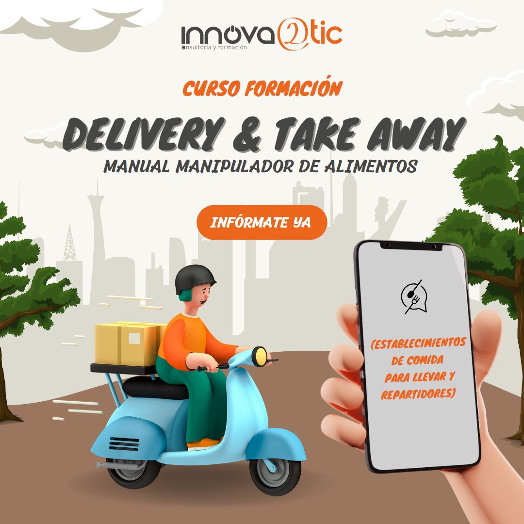 Innova2tic's tweet image. Curso de formación 📙Manual de manipulador de alimentos. Delivery y Take Away (Establecimientos de comida para llevar y repartidores) 🛍️🛵🍔Infórmate ya! 🧡#delivery #takeaway #manipuladoralimentos #alimentos #innova2tic #restaurantes #bares #bar #restaurant #2tic #formacion