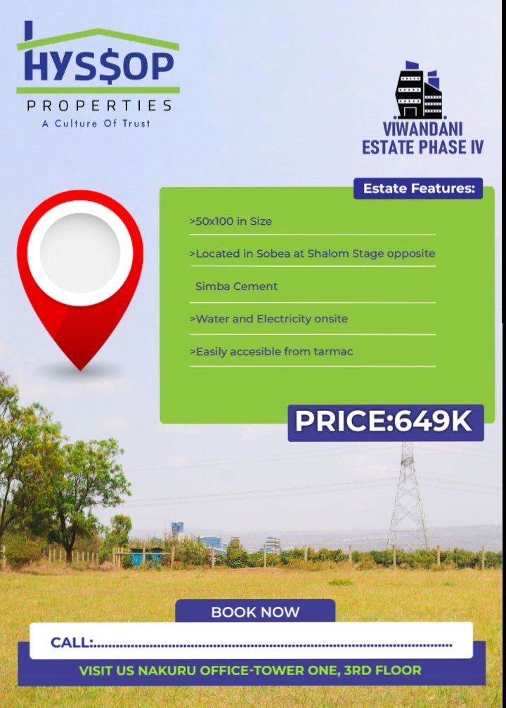 Hyssop Properties presents to you VIWANDANI ESTATE PHASE IV Call us we sort you with a place you can call your own. 0771131955