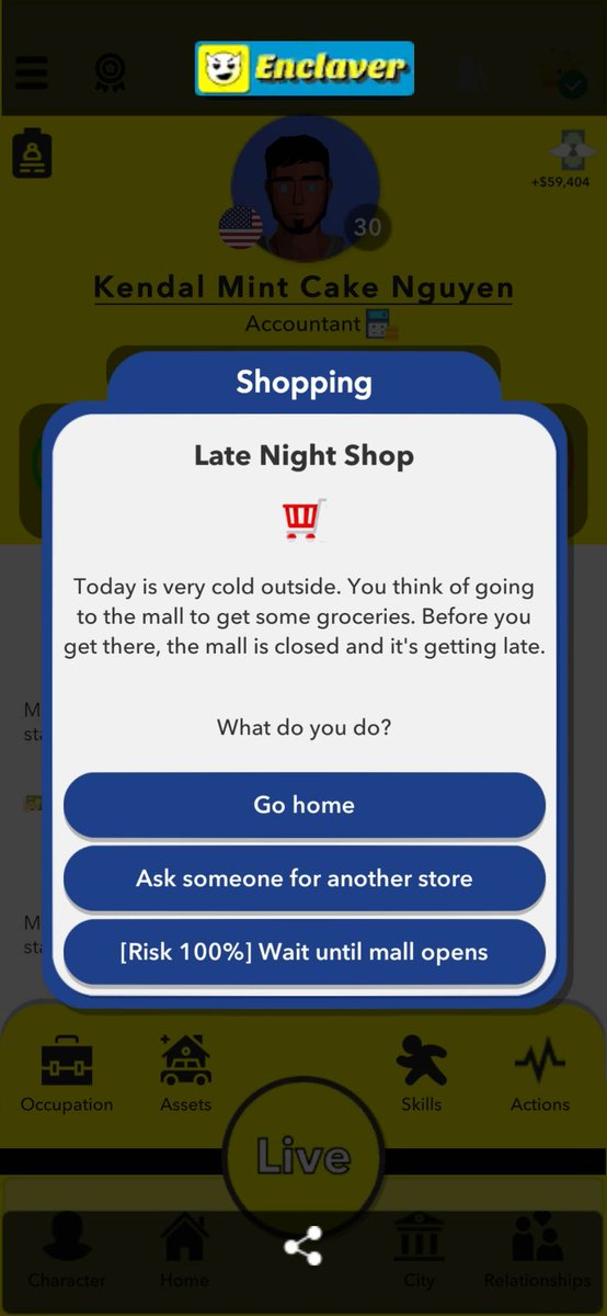 EnclaverApp's tweet image. Sometimes #shopping can be such a #hassle! #Enclaver #lifesimulator