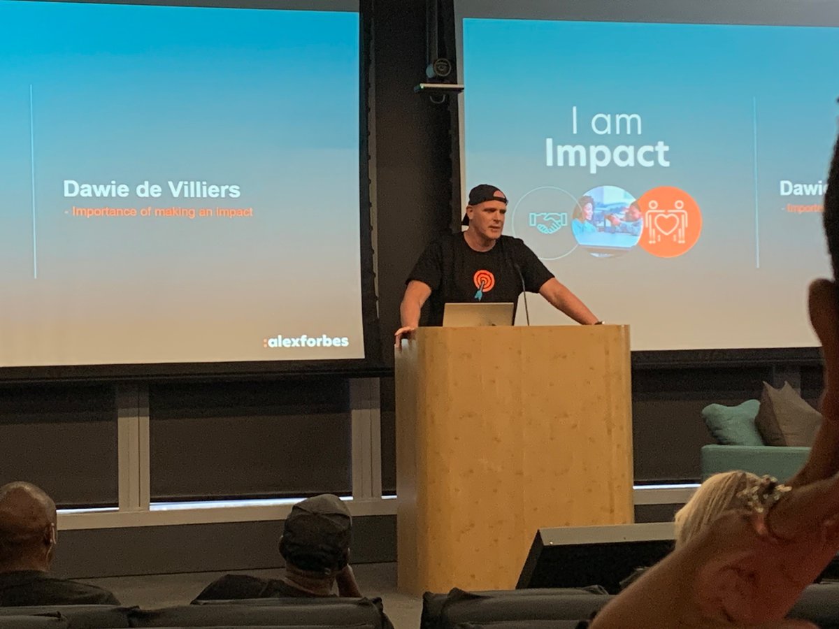 Shadi_91's tweet photo. CEO of @alexforbes speaking on the importance of making a difference. 

“Don’t think you need to have R10 000 to make a difference, it’s your time and skills that matter” - Dawie de Villiers  

#iamimpact 
@forgoodSA https://t.co/HyFa4EdZso
