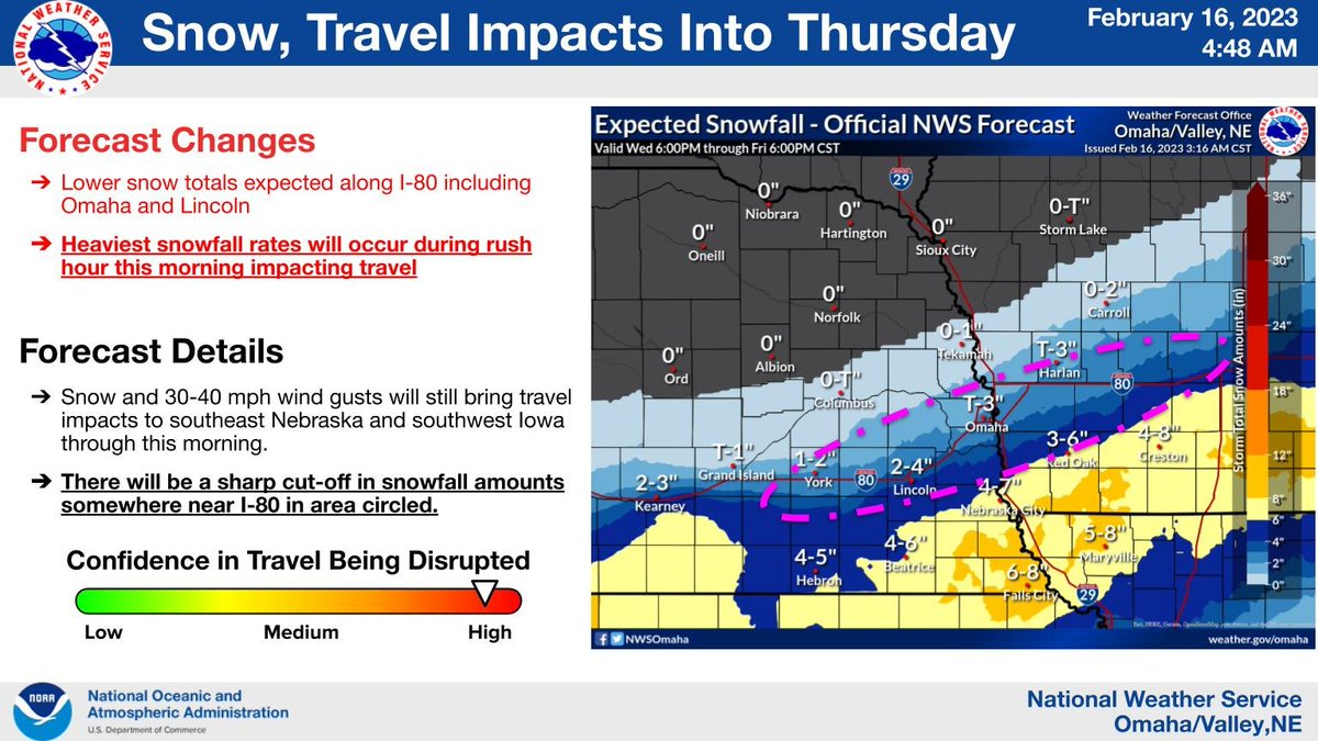 NWS Omaha on Twitter: "Updated snow forecast for today. Heaviest accumulation still expected