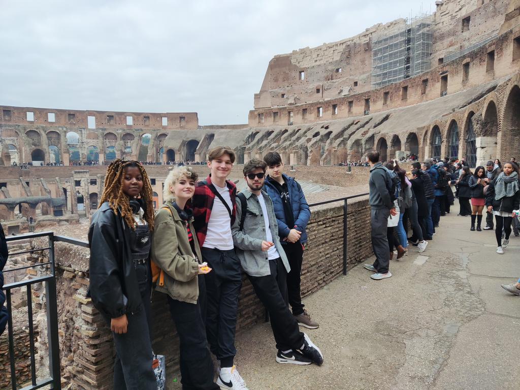 ratoathcollege's tweet photo. On to the Forum now after experiencing the incredible Colosseum. https://t.co/otYZzpbfmQ