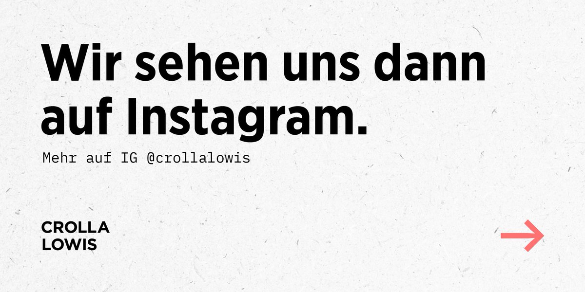 Lang war es still, jetzt machen wir es offiziell: Wir sind nur noch auf Instagram und LinkedIn unterwegs.
News, Insights, Brandings – all das findet ihr fresh und aktuell auf
🖼 IG: instagram.com/crollalowis/
💼 LI: linkedin.com/company/crolla…
Hoffentlich sehen wir euch auch dort!