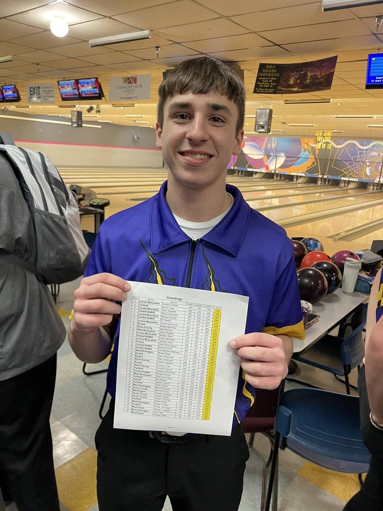 CentralDeWitt's tweet photo. Congratulations to Rylan Edwards on qualifying for the individual state bowling tournament! Rylan qualified 4th with a score of 684.  He will compete on Tuesday, Feb. 21st at Maple Lanes in Waterloo. Good luck, Rylan!  

#gosabers  #saberboysbowling #saberssucceeding https://t.co/9g4VErf63u