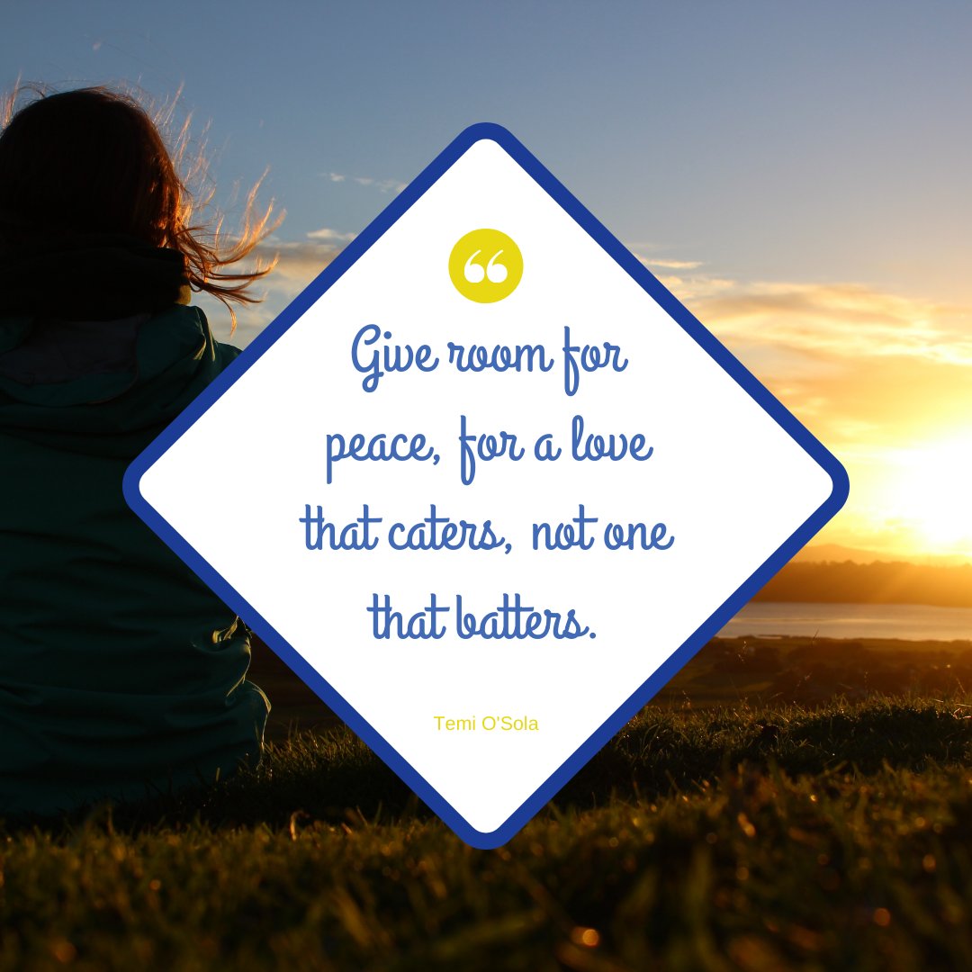 HypnosisAcademy's tweet photo. Give room for peace,
for a love that caters,
not one that batters.

#inspirationalthursday
#inspire #successmindset #motivation 
#growthmindset #EHA
#europeanhypnosisacademy https://t.co/e12r5M83Mg
