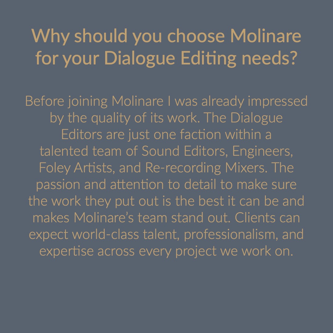 molinarepost's tweet photo. Meet Eddie, one of our Dialogue Editors known for his work on Killing Eve, Silent Witness, and God of War: Ragnarok!
What's going on in the world of Dialogue Editing? Find out from the mouth of one of our #Audio experts...
#DialogueEditing #PostProduction #Dialogue #Sound https://t.co/pN9PNFuUcM