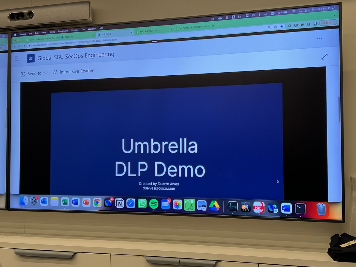 IngensNetworks's tweet image. Demo final con #CiscoUmbrella y DLP (Data Leak Protection) donde muestran ejemplos de bloqueo en tiempo real con un potencial wetransfer. @cisco_spain @meraki @CiscoPartners