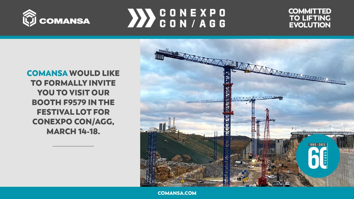 ComansaCranes's tweet photo. See you soon in #LasVegas with lots of news!
@conexpoconagg is coming, from March 14 to 18, where we will show you some components of the 16LC260 and you will be able to run the hoist and turn table from the operators seat in our CUBE cab.
#Comansa #Conexpo #towercranes https://t.co/u8KzpQAxFP