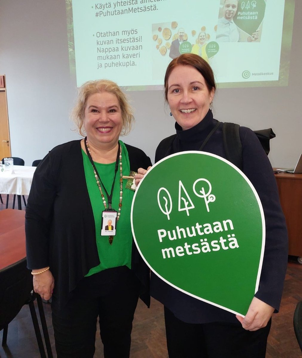 Kun #PuhutaanMetsästä, niin pitää olla myös visuaalinen puoli kunnossa, tietää viestijä ❤️ Ja tietenkin sisällöt, eli tänään Tampereella on luvassa monipuolisesti keskustelua metsistä.