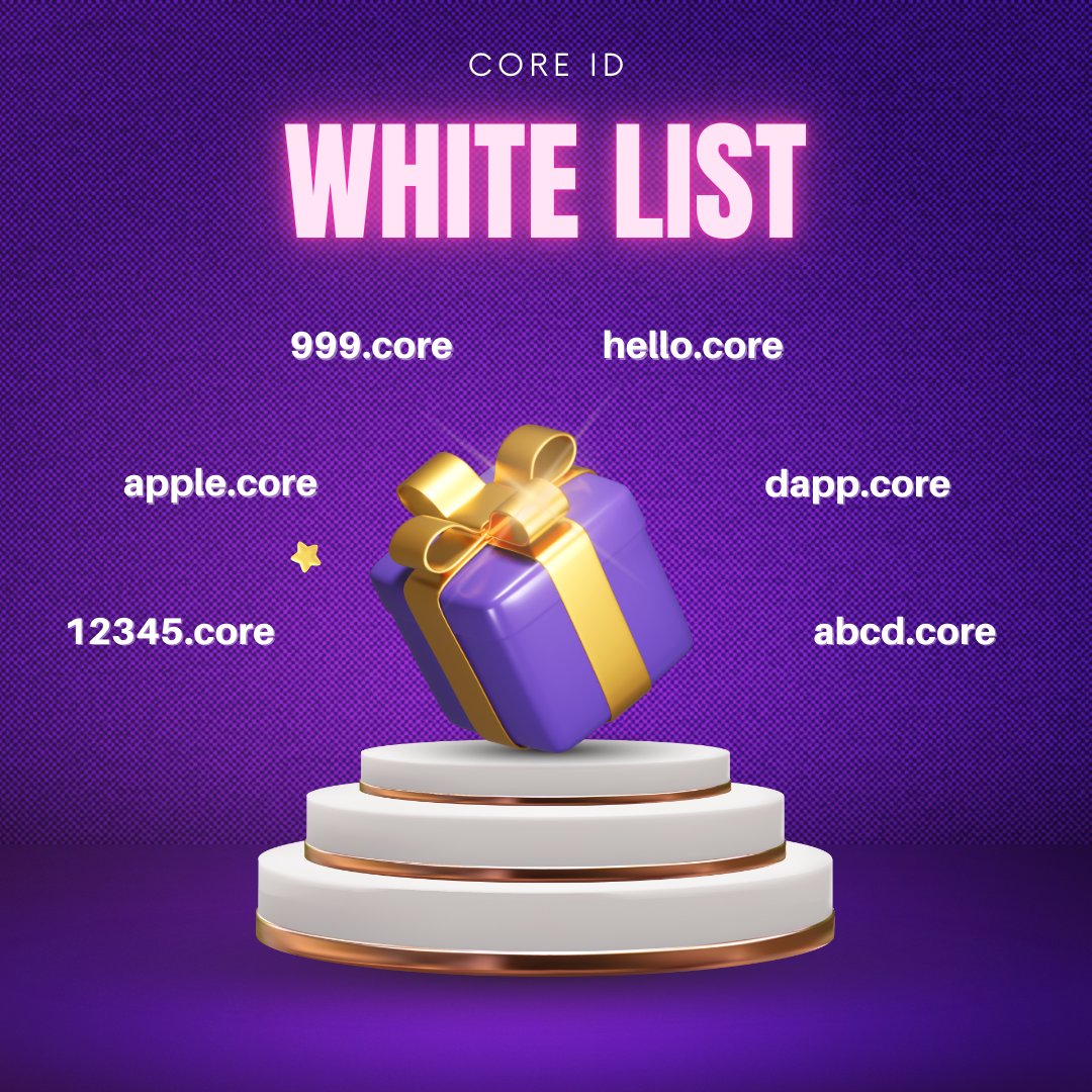 .core Domain will be the securest web3 domain

Let's start joining the Whitelist campaign!

1⃣ Follow <a href="/CoreDaoID/">CORE ID</a>  &amp; RT
2⃣ Join Discord discord.gg/XuaQNGHzqk &amp; Telegram: t.me/CoreIDOfficial

Finish the task within 10 days, drop address, done!
#CoreDAO #NFT #DID #ENS