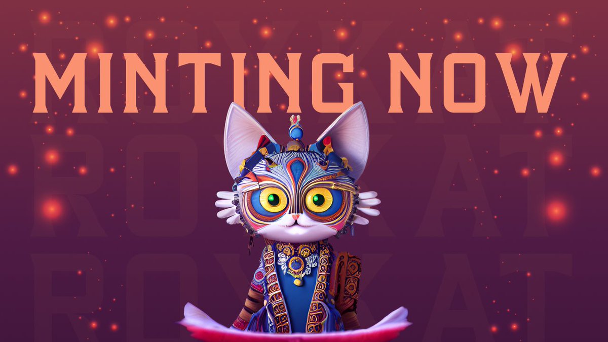 🚨 Round 1 Minting Now🚨 

RoyKat is finally available for minting. Don't miss your chance to own a piece of this stunning fashion art!

💰 Price: 6 $APT
🚀 Sup: 1200

Hurry up, max 2 NFTs per passport. Let's secure a spot in our thriving empire!

#Aptos #AptosNFT #AptosLaunch