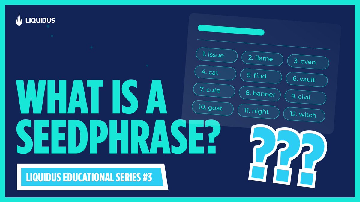 What is a Seedphrase? - Liquidus Educational Series Part 3

Now on #YouTube! 📺 

youtu.be/dPbw0tnIn_4