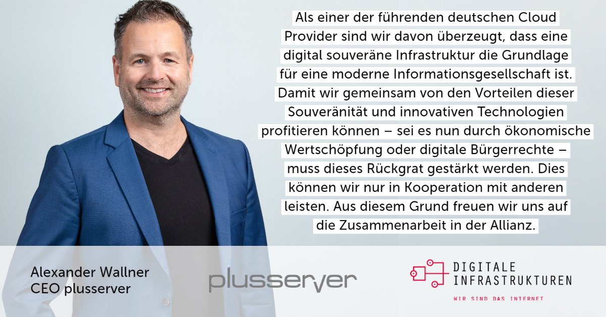 Wir freuen uns, <a href="/PlusServer/">plusserver</a> als neues Mitglied unserer Allianz zur Stärkung digitaler #Infrastrukturen begrüßen zu dürfen! Leseempfehlung gilt auch für das Interview mit CEO Alexander Wallner: digitale-infrastrukturen.net/2023/02/13/neu…

#Cloud #Digitalisierung #digitaleTransformation