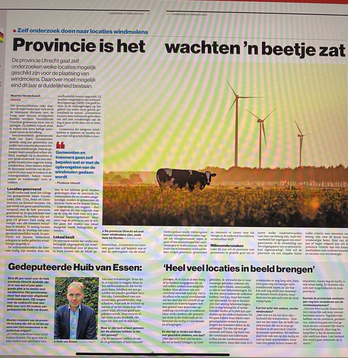 Om de klimaatdoelen te halen zijn er meer windmolens nodig in de <a href="/ProvUtrecht/">Provincie Utrecht</a>. De provincie neemt hier meer regie op. Uitgangspunt hierbij is dat inwoners samen zelf eigenaar worden en gaan profiteren van de opbrengsten.