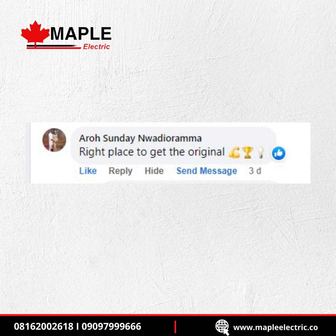 mapleelectricng's tweet photo. "Breaking News"

 If it is not of the best quality, it is not from us. 💪🏽 

Follow us @mapleelectricng to be the first to know about our latest products and trends.

_
#Mapleelectricng | "Naira Scarcity" | #Banks | Ibadan | https://t.co/ZQVinQPs7n