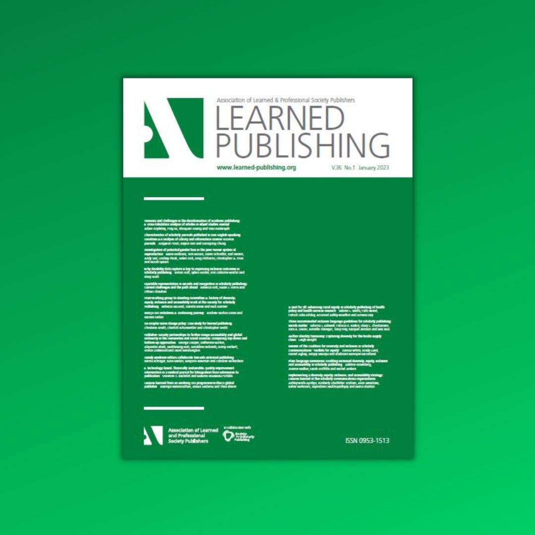 LearnedPublish's tweet photo. We're delighted to announce the publication of our special issue on #DEIA in scholarly publishing, now free to access >>> https://t.co/8vBHYuu5Ck

Congratulations to all who contributed, and special thanks to @lyconrad for editing the issue, assisted by a great advisory board! https://t.co/yOS9G9wKgp
