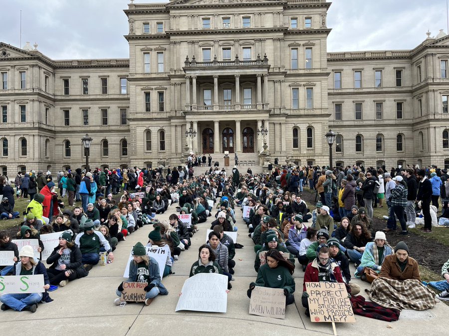 Goltloks's tweet photo. @wxyzdetroit no coverage of the msu kids protesting at the capitol yesterday?!? https://t.co/cpm0GpcMXI