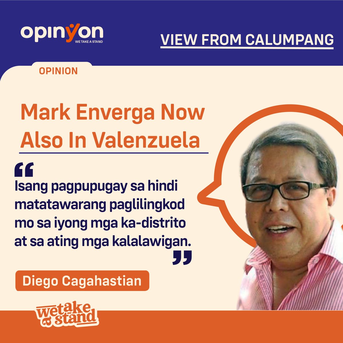 OpinYonNews's tweet photo. Mark Enverga Now Also In Valenzuela
By Diego Cagahastian
Isang pagpupugay sa hindi matatawarang paglilingkod mo sa iyong mga ka-distrito at sa ating mga kalalawigan.
Read more
https://t.co/Ez9QLnEn81
#MarkEnverga #Valenzuela #ViewFromCalumpang #Column https://t.co/QKg3tTaWtq
