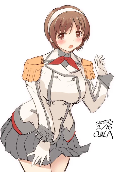 いたずらっこな海防艦からスカートめくりされてしまう新米教師感のある名取#艦これ版深夜の真剣お絵描き60分一本勝負#艦これ版真剣お絵描き60分一本勝負_20230216 
