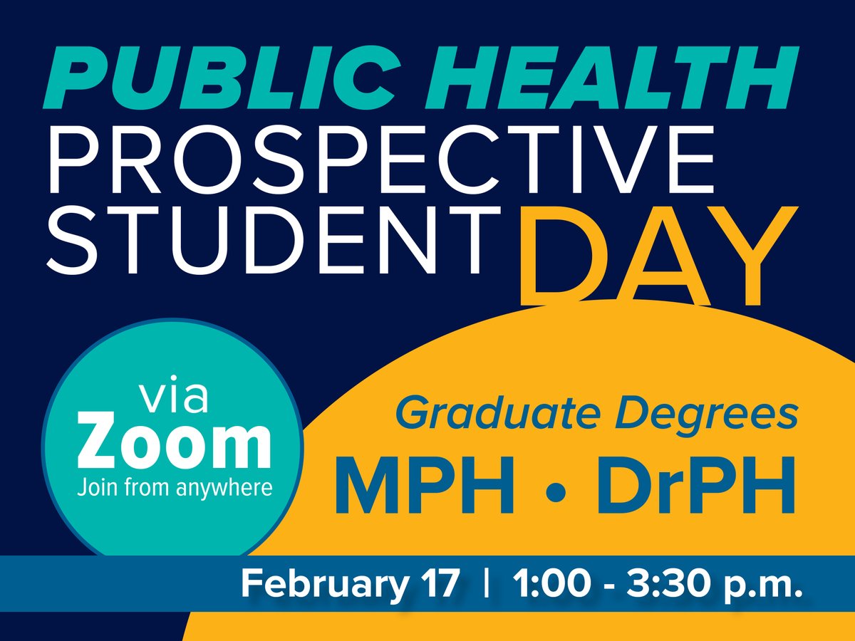 TOMORROW: Interested in earning your MPH or DrPH from #JPHCOPH?  Attend our Prospective Graduate Student Day via Zoom on Friday, February 17, from 1–3:30 PM!

Register here: bit.ly/PSDGrad23