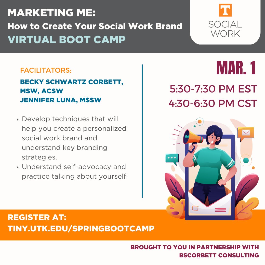 utkcsw's tweet photo. We have some exciting workshops coming up for our students! Get registered for these professional development opportunities! Register for Payday My Way at: https://t.co/Qe7vqJhWvH and Marketing Me at: https://t.co/u7tXt2IrkZ #StudentsOnly #utkcsw #VirtualWorkshops #SpringSemster https://t.co/Q3Nbooxv44