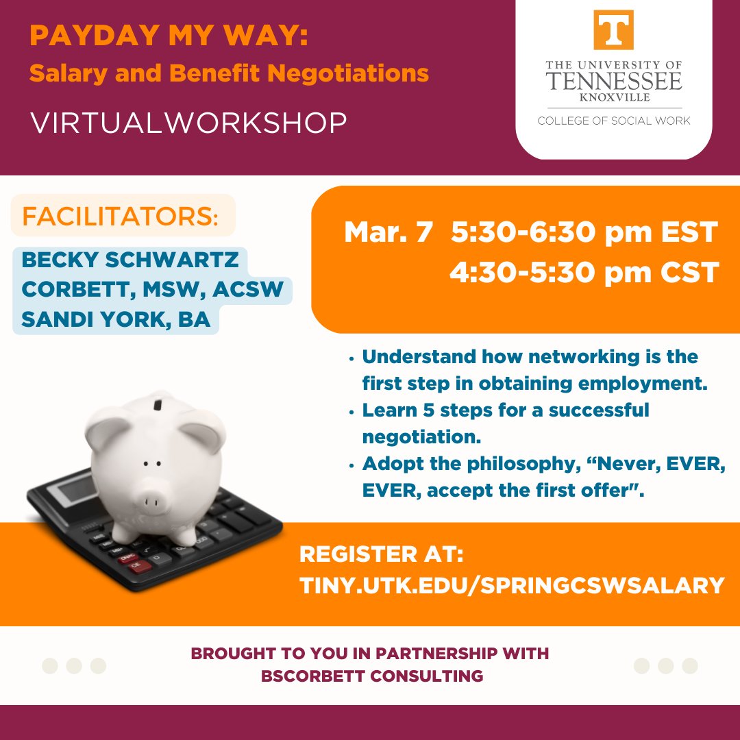utkcsw's tweet photo. We have some exciting workshops coming up for our students! Get registered for these professional development opportunities! Register for Payday My Way at: https://t.co/Qe7vqJhWvH and Marketing Me at: https://t.co/u7tXt2IrkZ #StudentsOnly #utkcsw #VirtualWorkshops #SpringSemster https://t.co/Q3Nbooxv44