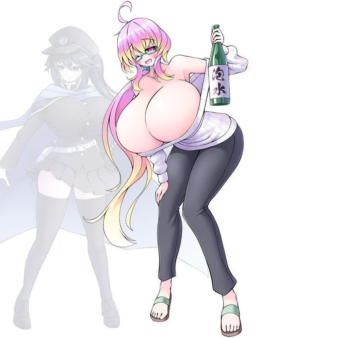 甘璃さん(よその子)の立ち絵描きました 比較対象として左にサブリミナル燐太郎を置いておきます 