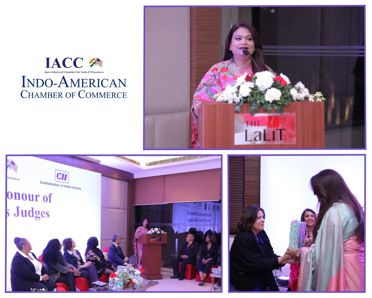 Arora3Upasana's tweet photo. Delighted to have been a part of the #networking #reception hosted for a high-profile delegation of 23 US State Court Judges led by Hon'ble Justice Sanjay Tailor alongside a distinguished gathering .
.
@iaccindia 
.
#IACC #IACCIndia #IndoUS #IndiaUSA #USState https://t.co/yws0AW3Jze