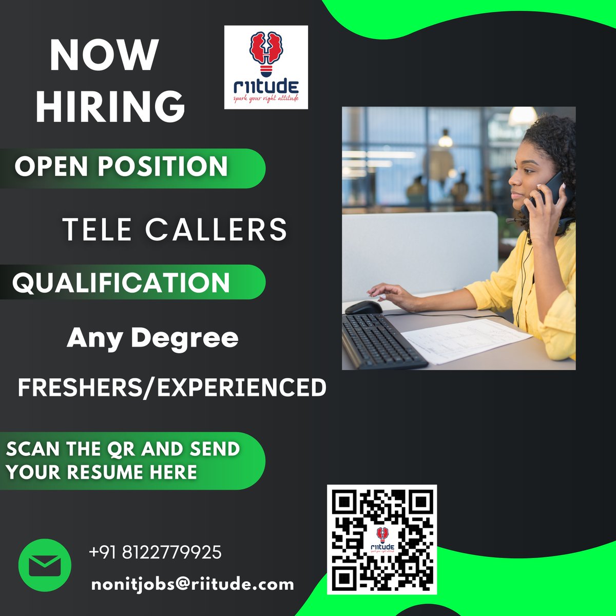 RiitudeNonIT's tweet photo. We are looking for Tele callers with efficiency of good communication skills. https://t.co/TAgAMoCnpx