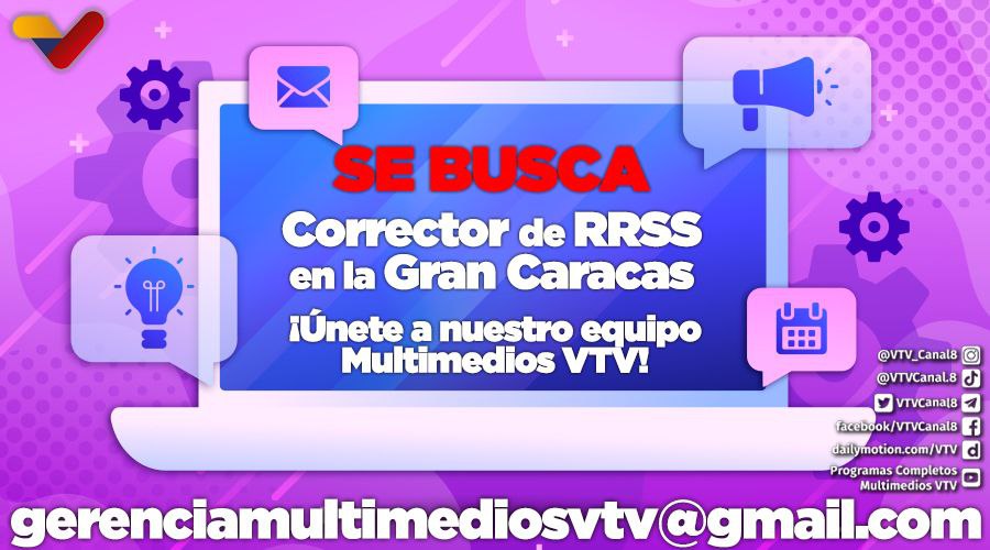 VTVcanal8's tweet photo. #EMPLEO💻| ¿Tienes habilidades como corrector y te gustan las redes sociales? 🤳🏻

Entonces tú también puedes integrar el equipo de Multimedios VTV 🙌

#CarnavalesFelices2023 https://t.co/RtqRohE3NL