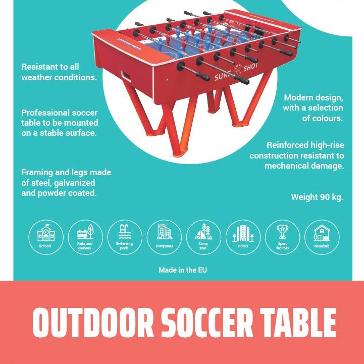 omwsupplies's tweet image. Introducing our new product- Outdoor Soccer Table! A great way to keep everyone entertained at any occasion or location!
Get yours now for the attractive price of €1800 including delivery! Email us at omwsupplies@gmail.com to order yours now! 
 #outdoorsports #SportsTable