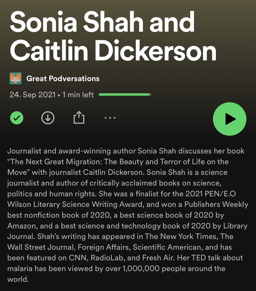 Debunking xenophobic nationalist narratives is vital in the time of climate change & economic upheaval precipitated global mobility. Here’s a very good episode on our migratory past & future with @itscaitlind & @soniashah 

open.spotify.com/episode/5aCPVr…