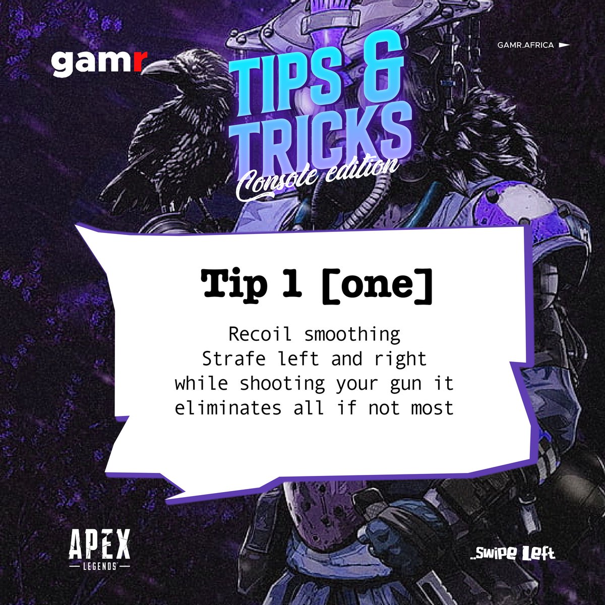 GamrHQ_'s tweet photo. Top Apex Legends tips and tricks to get you started 😌
Gaming Differently.
#gamr #gamrafrica #apex #apexlegends #apexlegendsconsole #gaming #gamingtalk https://t.co/ralBmpxHRa